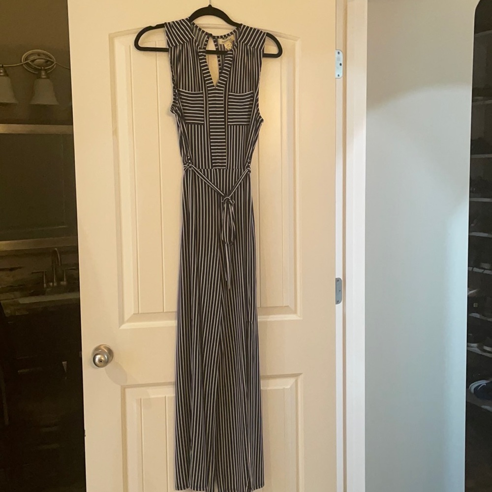 Navy blue and white jumpsuit by Monteau